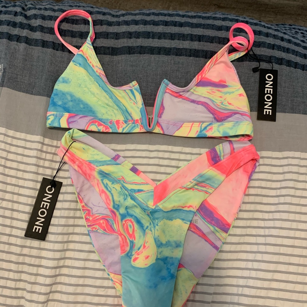 ONE ONE Swimwear bikini neon tie dye